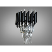 Бра кришталеве Серія 1013 чорний хром 2 лампи E14 сучасний дизайн Diasha N9001-2W-BK+CH