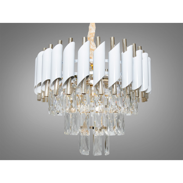 Ніжна, гармонійна кришталева люстра в спальню, 5 ламп, білий+золото Diasha 9001-400WH+SGD Ніжна, гармонійна кришталева люстра в спальню, 5 ламп, білий+золото Diasha 9001-400WH+SGD