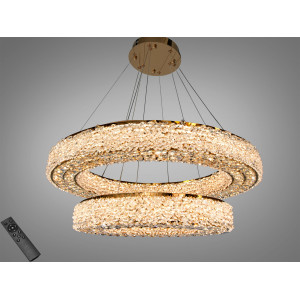 Підвісна люстра LED два кільця хром 80 Вт модель 505 800 500CH Diasha 7932/800+500S-gold