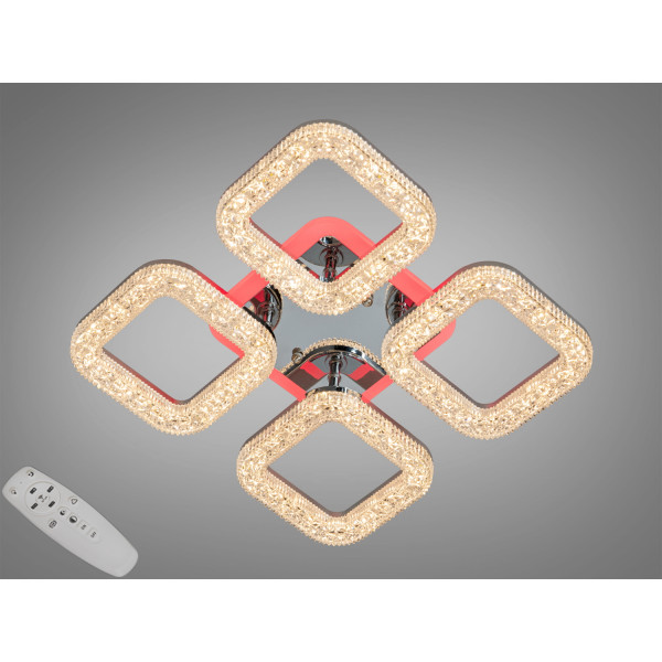 Стельова світлодіодна люстра з пультом, диммером, 50W, хром Diasha S2205/4HRLED3colordimmer