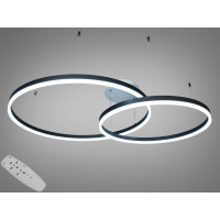 Світлодіодна люстра підвіс з комбінованим освітленням, 100Вт, чорна Diasha D2485-800+600BK