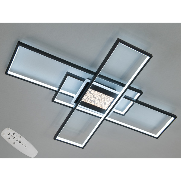 Сучасна стельова світлодіодна люстра з пультом, 125 Вт, чорна Diasha 2450BKdimmer Сучасна стельова світлодіодна люстра з пультом, 125 Вт, чорна Diasha 2450BKdimmer