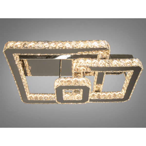 Унікальна стельова кришталева Led люстра з пультом, 78Вт, хром Diasha 7707-3A/HR