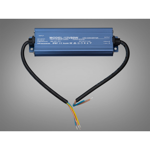 Герметичний блок живлення 12В, для підключення LED стрічки, 60Вт, 5А Diasha PPF-PW-IP68-12v-60w Герметичний блок живлення 12В, для підключення LED стрічки, 60Вт, 5А Diasha PPF-PW-IP68-12v-60w
