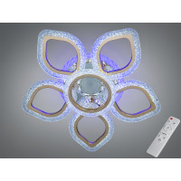 Стельова LED люстра квітка хром золото 55Вт пульт Diasha J619/5+1HR+GMP3LED3colordimmer