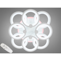 Біла люстра led кільця з дімером та LED підсвічуванням, 150W Diasha 8022/4+4WHLED3colordimmer