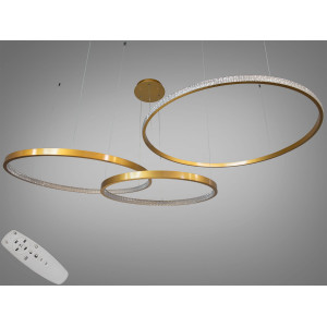 Світлодіодна підвісна люстра з комбінованим освітленням, 90Вт, золото Diasha D2490-1000+800+600G