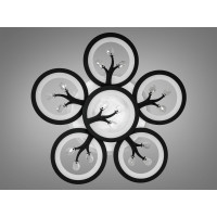 Чорна світлодіодна люстра з пультом, диммером, підсвіткою, 90W Diasha 8135/5+1BKLED3colordimmer