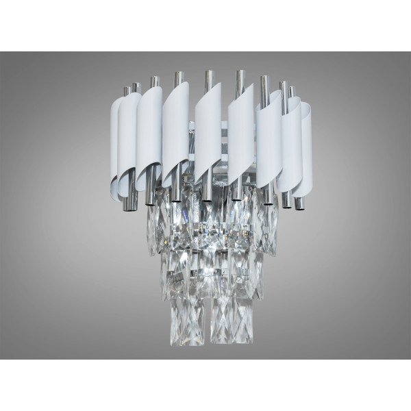 Бра Diasha Серія 1013 білий хром кришталеве 2 лампи E14 Diasha 9001-2W-WH+CH