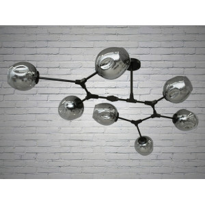 Люстра молекула в стиле лофт со стеклянным плафоном Diasha HXD8022/7BK+GR