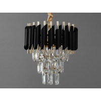 Підвісна кришталева люстра овальної форми для обідньої зони, 10 ламп Diasha 9001-1000x300BK+SGD