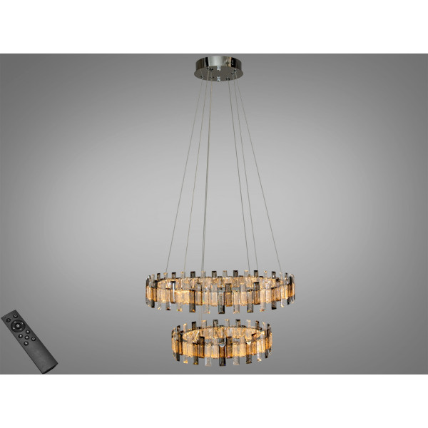 LED підвісна люстра золото 3 кільця пульт 95 Вт Diasha 7963/600+400CH