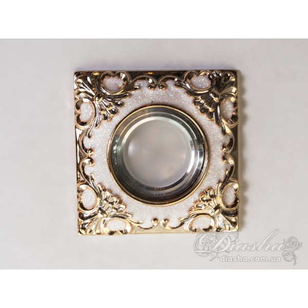 Чудовий, ефектний гіпсовий точковий світильник квадратної форми, золоті візерунки Diasha 3113FG