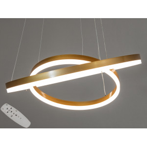 Сучасна світлодіодна підвісна люстра з пультом, димером, 70W, золото Diasha D8174-600+400G
