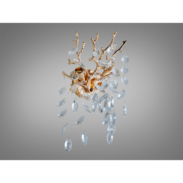 Світильник сателіт до кришталевих люстр, 2 лампи, золото Diasha 608-BG