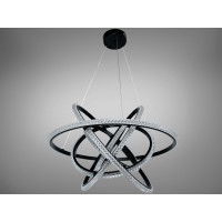 Світлодіодна люстра кільця 6 чорна 95 Вт пульт Diasha D8705/600-6BK