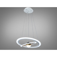Світлодіодна підвісна люстра 2391-600+400WH біла з двома кільцями Diasha 2391-600+400WH