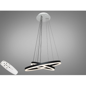 Сучасна світлодіодна підвісна люстра з пультом, димером, 90W, чорна Diasha D8174-600+400+200BKdimmer