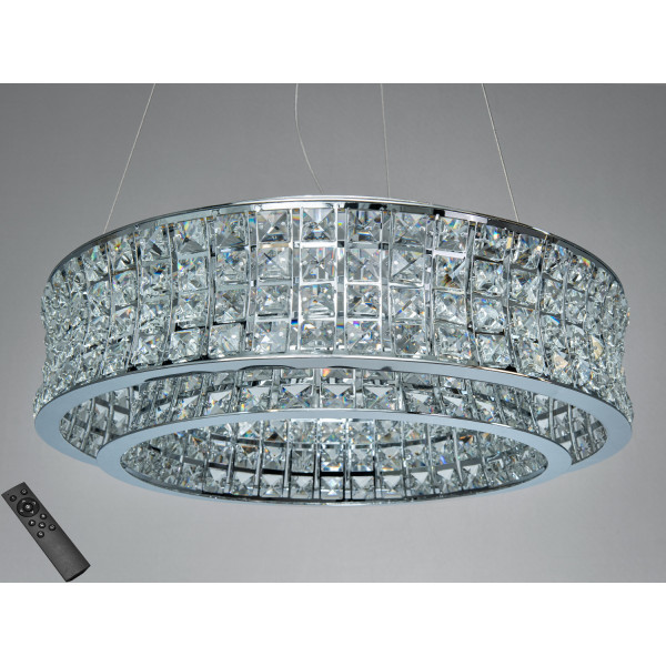 LED підвісна кришталева люстра 110Вт хром пульт Diasha 572/500CH
