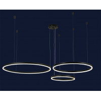 Люстра кольца в большие помещения на высокий потолок Levistella 918LP450-3 BK 400+600+800MM
