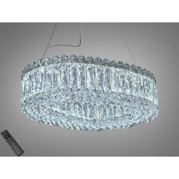 Люстра LED підвісна золото 46 Вт овальна з ПДУ Diasha 7930/430x300CH Люстра LED підвісна золото 46 Вт овальна з ПДУ Diasha 7930/430x300CH