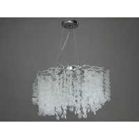 Підвісна кришталева люстра Серія Гліцинія хром 8 ламп підвіс на тросах Diasha 602-600CH