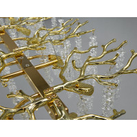 Дизайнерська кришталева золота люстра підвіс витягнутої форми, 14 ламп Diasha 609-L1200GD