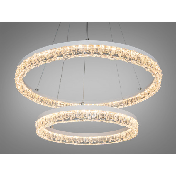 Світлодіодна підвісна люстра 2 кільця 85 Вт біла Diasha MD78200/600+400WH