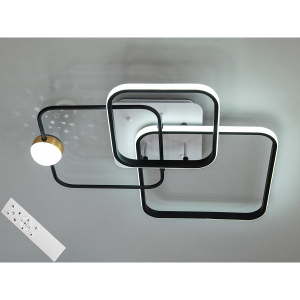 Сучасна стельова світлодіодна люстра з пультом, 60 Вт, чорна+біла Diasha MX2988-3LWH+BK