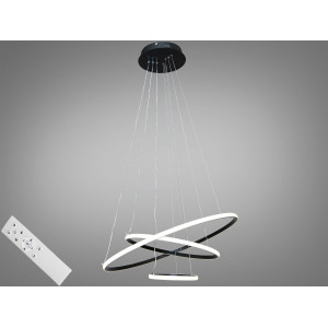 Стильна підвісна LED люстра в вітальню з пультом, димером, 90W, чорний Diasha MD9079-3ABK-600+400+200dimmer