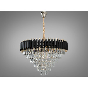 Підвісна кришталева люстра чорний золото 11xE14 Diasha N9001-750BK+SGD