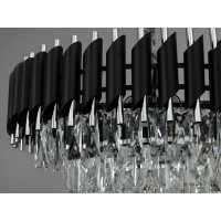 Підвісна кришталева люстра Серія 1013 чорний хром 11 ламп E14 каскадний дизайн Diasha 9001-600BK+CH