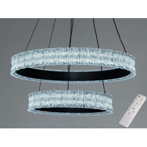 Підвісна LED люстра Diasha чорна 140W пульт кільця Diasha D8748/600+400BK
