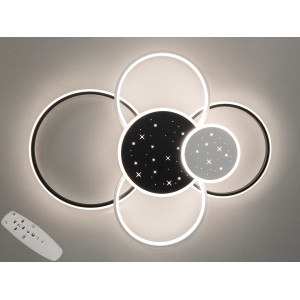 Гармонійна стельова світлодіодна люстра з пультом, 115Вт, білий+чорний Diasha 2448WH+BKdimmer