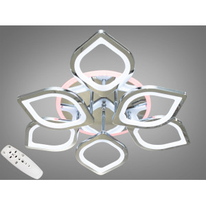 Стельова діодна люстра з підсвіткою, димером, пультом, хром, 115Вт Diasha S8073/3+3HRLED3colordimmer