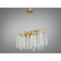 Підвісна кришталева люстра Гліцинія золото 10 ламп витягнута форма E14 Diasha 603-L900GD