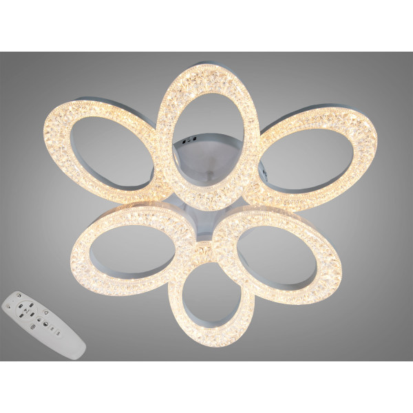 Стельова LED люстра біла 60 Вт 6 кілець пульт Diasha S5607/3+3WH