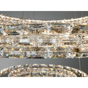 Підвісна люстра LED 3 кільця 98 Вт золото Diasha 7896/800+600+400CH