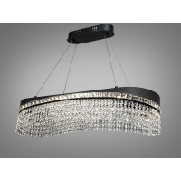 Підвісна кришталева люстра LED чорна 78 Вт овал Diasha P7027/L800x300BK Підвісна кришталева люстра LED чорна 78 Вт овал Diasha P7027/L800x300BK