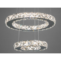 LED Люстра підвіс "Кришталеві кільця" в вітальню, 30 W, хром Diasha 7206-3W/300+200HR