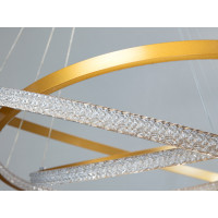 Світлодіодна люстра підвіс з пультом, димером, 165Вт, золото Diasha D2489-1000+800+600G