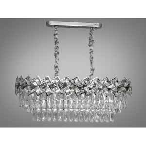 Граційна підвісна кришталева люстра овальної форми,14 ламп, хром Diasha 6309-800x300CH