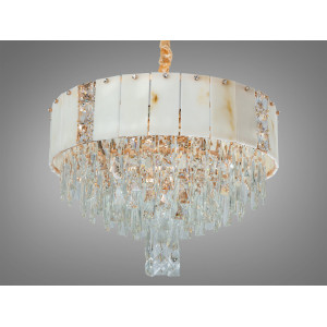 Підвісна кришталева люстра класика золото 8xE14 40 см Diasha 6627-500G