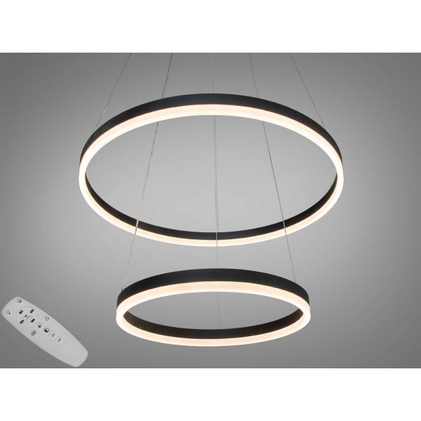 Сучасна світлодіодна підвісна люстра кільця з пультом, 70W, чорна Diasha D8174-600+400BKdimmer Сучасна світлодіодна підвісна люстра кільця з пультом, 70W, чорна Diasha D8174-600+400BKdimmer