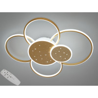 Стельова світлодіодна люстра в формі кільця з пультом, 100Вт, золото Diasha 2448Gdimmer