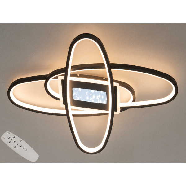 Сучасна стельова світлодіодна люстра з пультом, 80Вт, чорна Diasha S2438BKdimmer Сучасна стельова світлодіодна люстра з пультом, 80Вт, чорна Diasha S2438BKdimmer