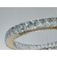 Підвісна кришталева LED люстра золото 43Вт 2 кільця Diasha 7206-6A/480+340G