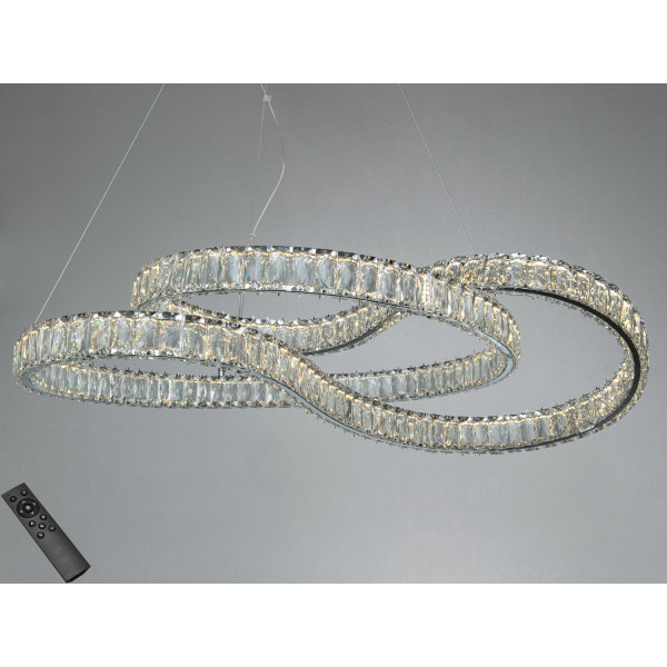 Світлодіодна люстра три кільця хром 93 Вт з пультом Diasha D8816/800CH