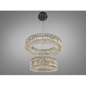 Сяюча підвісна кришталева світлодіодна люстра в зал, 150 Вт, хром Diasha 8693-600+400CH