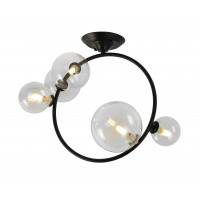 Люстра светильник в стиле лофт молекула Levistella 918LP267-5 BK+CL Люстра светильник в стиле лофт молекула Levistella 918LP267-5 BK+CL